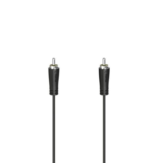 Câble Audio Coaxial RCA Mâle Vers RCA – 0,5 M Noir, Connecteurs Plaqués Or – Pour TV, Home Cinéma, Caisson De Basses