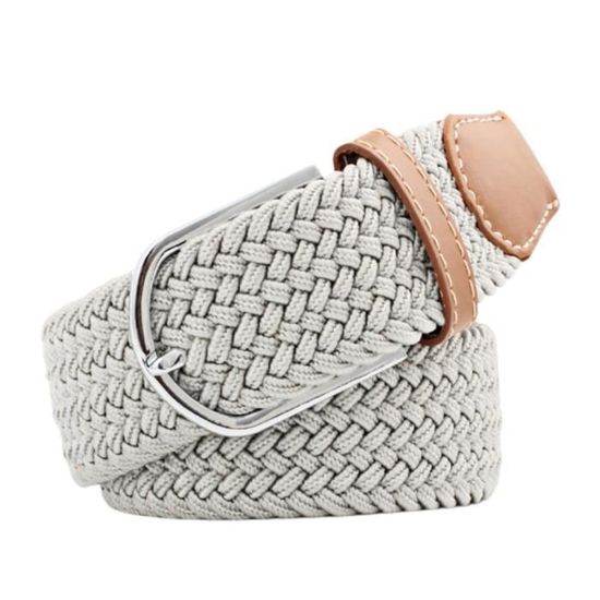 Ceinture élastique Tressée Unisexe - 120cm Longueur, 3.5cm Largeur, Sans Trous, Boucle Métal - Pour Jean, Pantalon, Sport, Voyage - 3