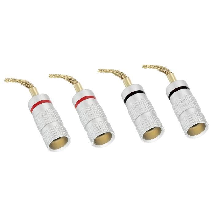 Set De 4 Flexibles épingle Banane – Bouchons Isolés Rouge/noir Pour Haut-parleur
