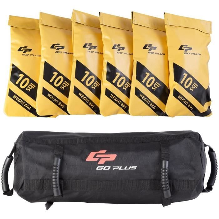 27KG Sac de Sable Musculation,6Pcs Sandbag 4,5KG,Sac Lesté en Tissu Oxford avec 6 Poignées en Caoutchouc,pour Fitness,Crossfit,Yoga