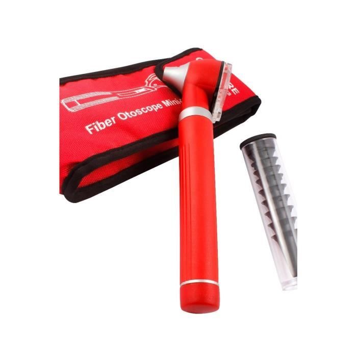 Ensemble Mini Otoscope Fibre Optique Bleu - Set Examen Médical Diagnostic Set- Poche - Bleu