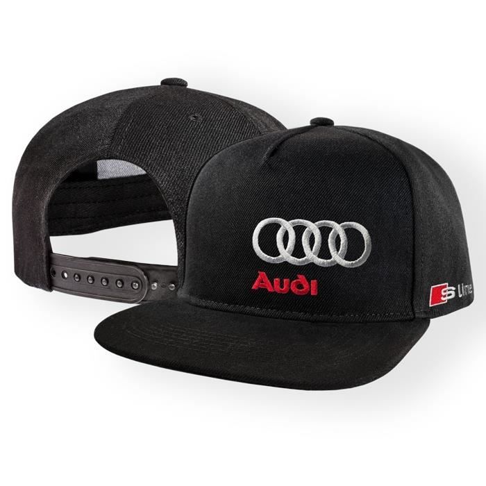 Audi S Line Casquette de Baseball Snapback Noir Brodé Logo Auto Voiture Homme Femme Réglable Cap Hat Chapeau Hip-Hop Cadeau 5 Panel