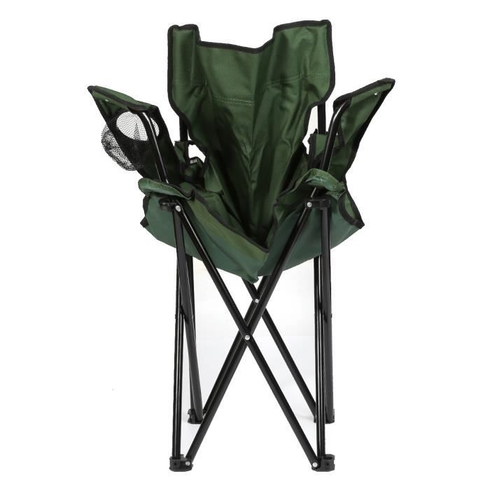 chaise pliable camping Pêche Jardin -86 x 81 x 50cm avec Porte Boisson -vert