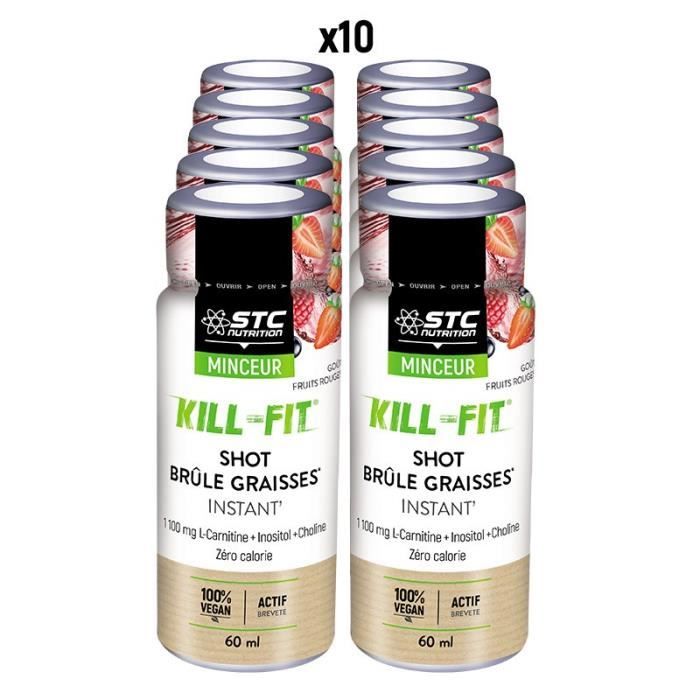 STC NUTRITION - Kill Fit Shot - Concentré brûle graisses - L-Carnitine + Choline + Inositol - Vegan - Zéro calorie - 10x Flacon 60ml