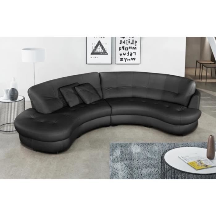 Canapé droit 6 places Noir Cuir Luxe Confort