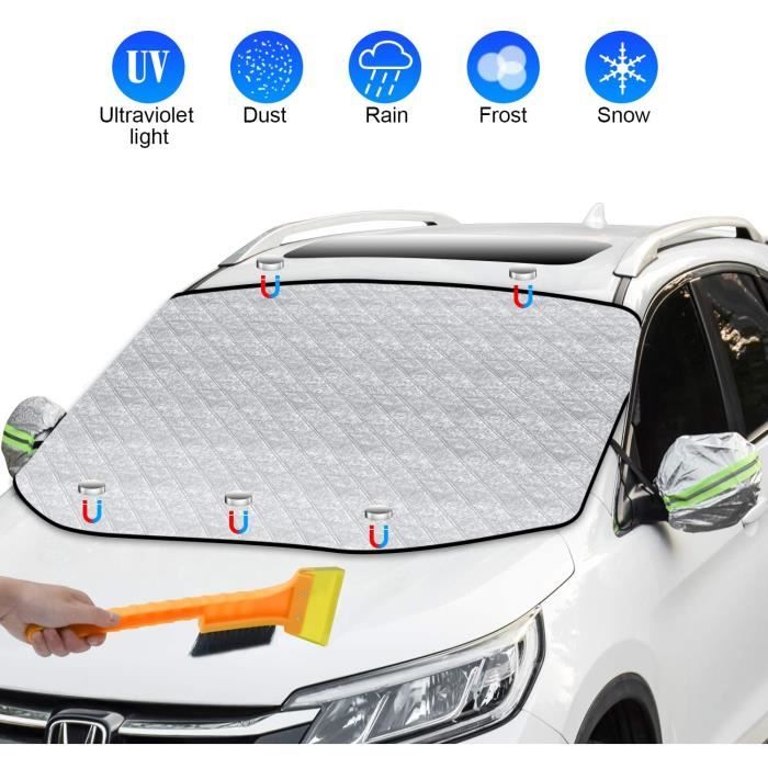 Couverture Pare-Brise Voiture Films de Protection Universelle Antigel avec Magnétique,pour Anti Givre Neige Glace Pluie Soleil