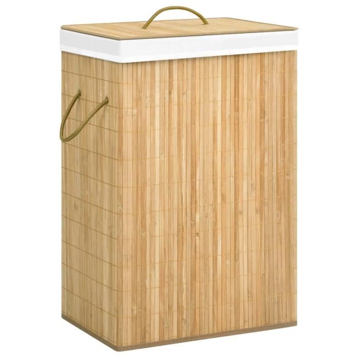 Panier à Linge, Corbeille à Linge, Bac - Sac à Linge Sale scandinave - Coffre à linge Bambou 72 L🎈3509