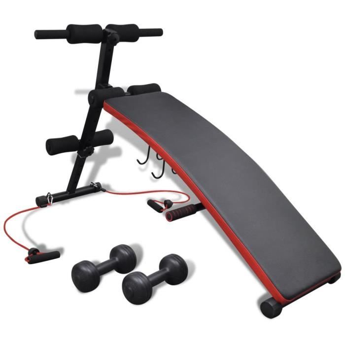 Banc d'exercice réglable Banc de Musculation Multifonctionnel Banc de Poids d'exercice avec haltères de 3 kg -135 x 58 x 65 cm