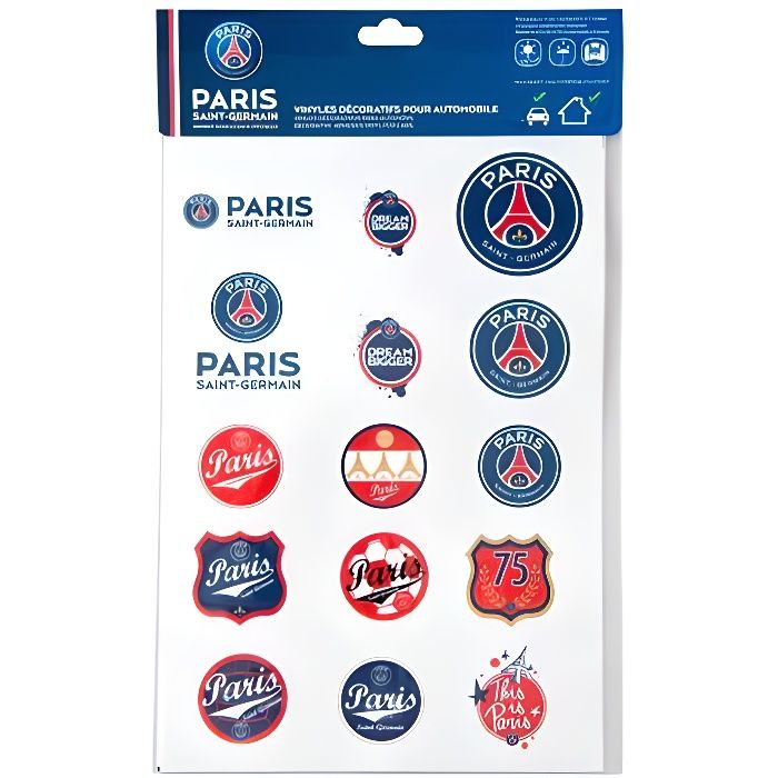 Planche A4 autocollants PSG Logo Fan