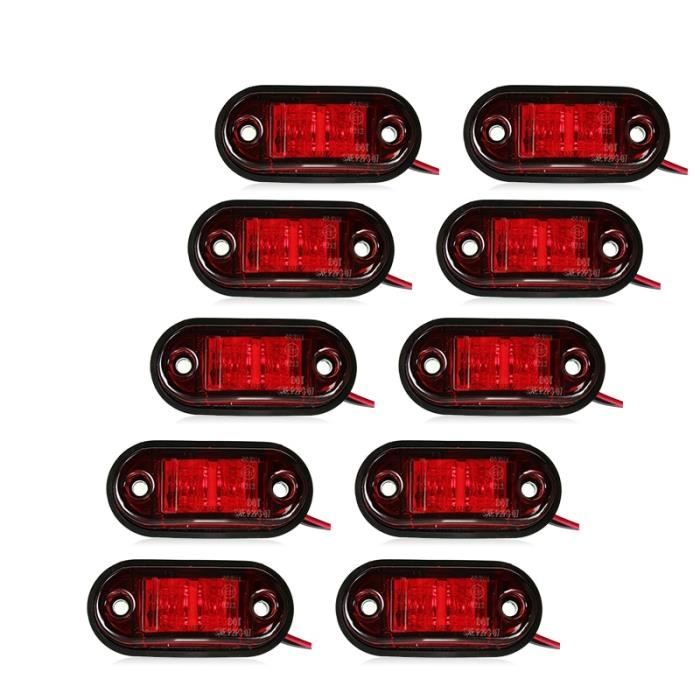 Émettre de la Couleur rouge Lot de 10 Feux d'Avertissement à diode Pour Remorque Camion, 12V, 24V HA33