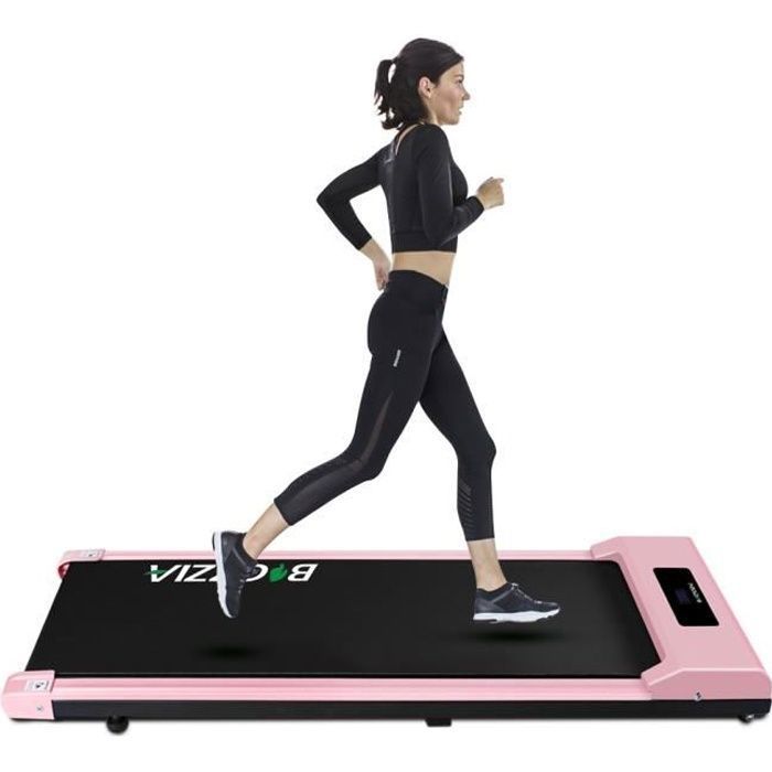 BIGZZIA Tapis de marche - Moteur de pic de 1,5 CV - Vitesse maximale de 10 km-h - Avec écran LCD - Rose