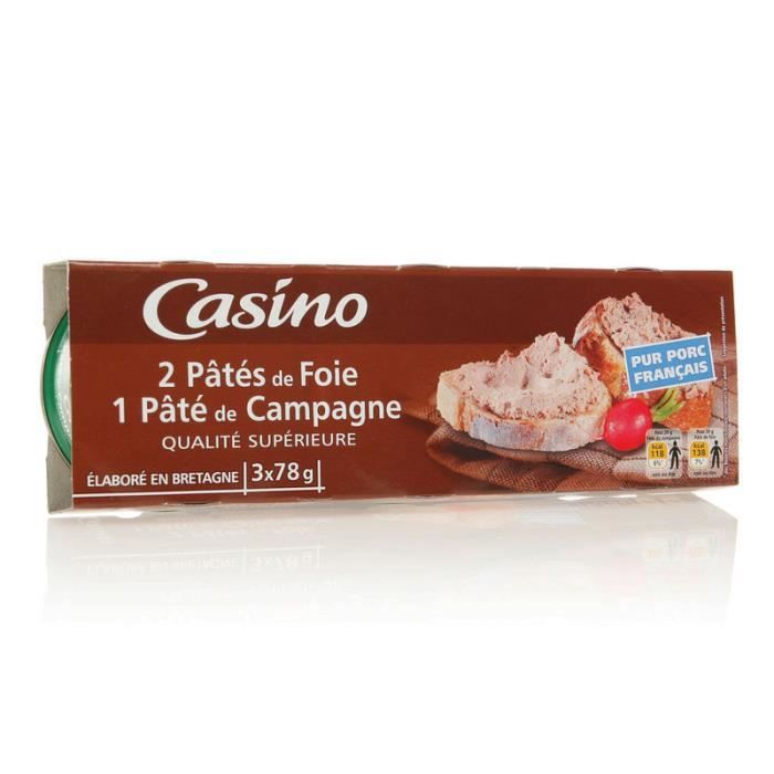 2 pâtés de foie + 1 de campagne - 3x78 g