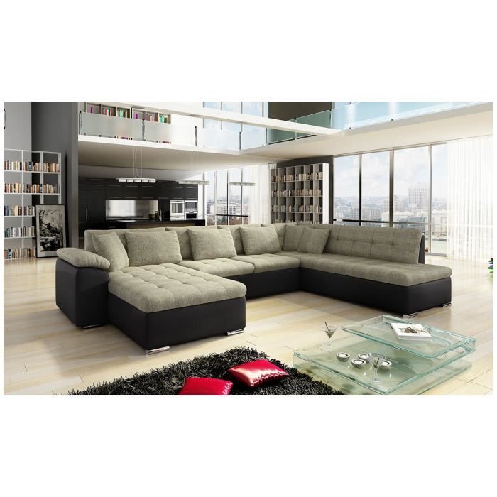 Canapé d'angle convertible en u Alta II beige et chocolat Angle gauche