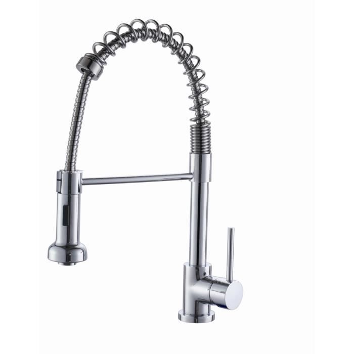 ESSEBAGNO Robinet mitigeur de cuisine Plimo - Avec douchette - Chromé