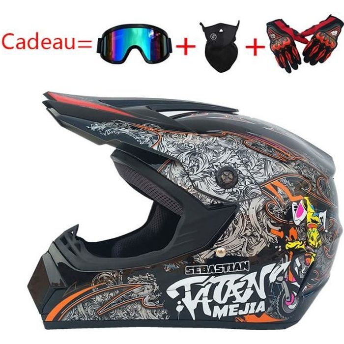 Casque Moto Enfant Casque de Marque Motocross Racing Armure complète Casque mat Motocross Pleine Couverture Casque Hors-Route