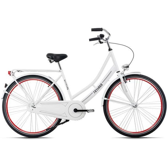 Vélo hollandais dame 28'' Tussaud blanc-rouge TC 49 cm KS Cycling