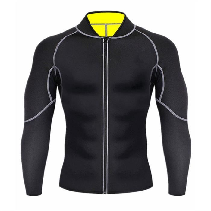 Vêtements Sauna Sudation Homme Sauna Costume survêtement Sudation Sweat Manches Longues Fermeture Fitness Sport Veste Ventre Plat H