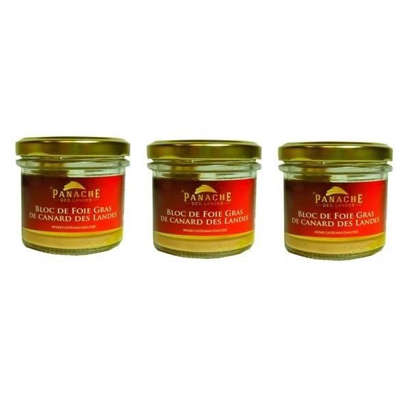 PANACHE DES LANDES Lot de 3 Bloc de foie gras de canard IGP - 80 g