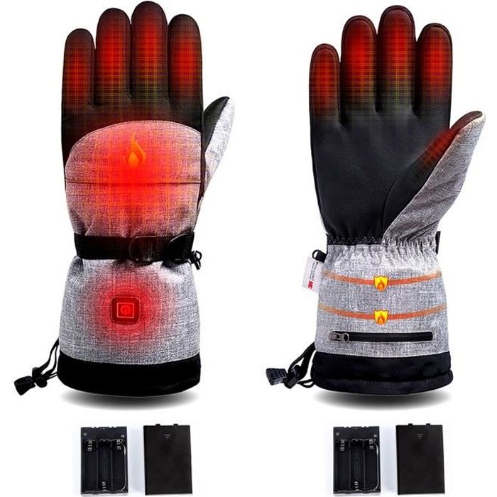 Gants chauffants électriques à batterie rechargeable, 3 niveaux de chauffage avec température réglable pour tous les types d'extérie