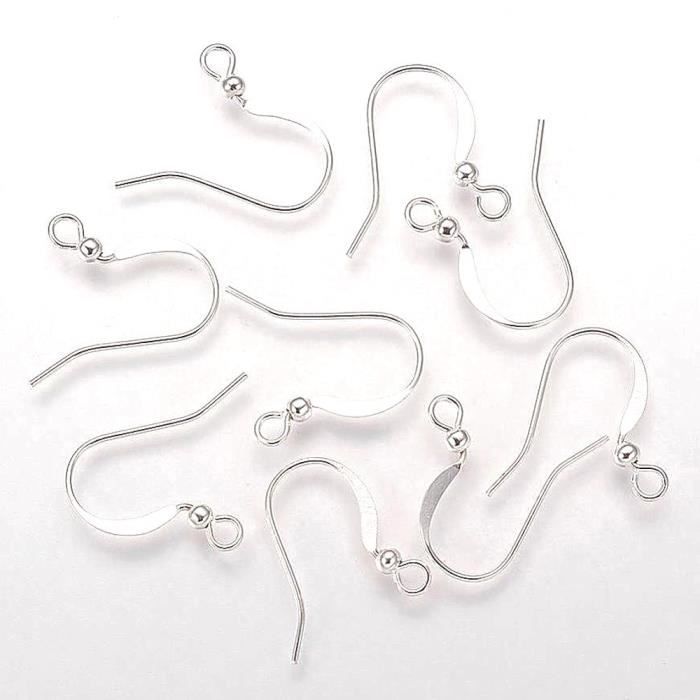 Accessoires création crochets boucle d'oreille 15 mm (20 pièces) Gris