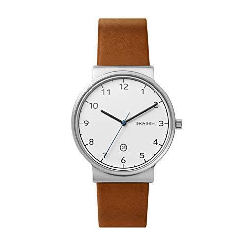 Skagen Homme Analogique Quartz Montre avec Bracelet en Cuir SKW6433