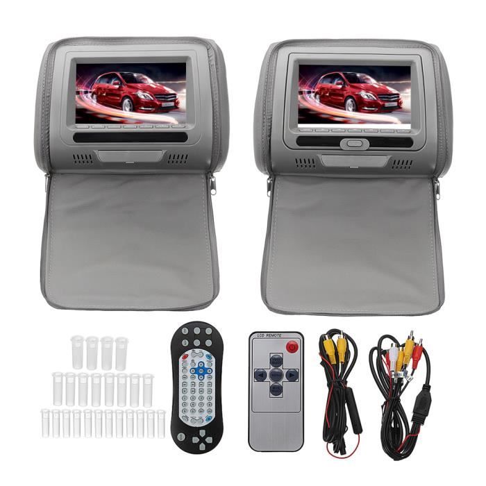 TEMPSA Kit Lecteur DvD voiture portable - 2 Télécommande multifonction - Résolution d'écran 800 x 480 Gris
