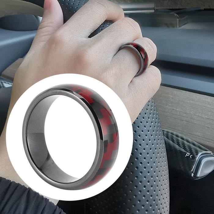 VBESTLIFE Porte-clés de voiture portable anneau intelligent en Fiber de carbone étanche pour Tesla modèle 3 (noir rouge)