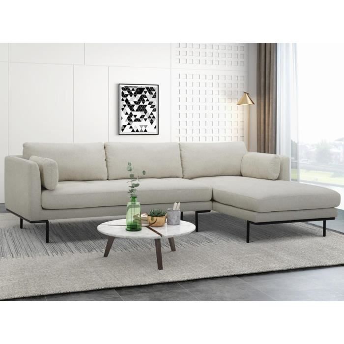 Canapé d'angle Beige Tissu Design Confort
