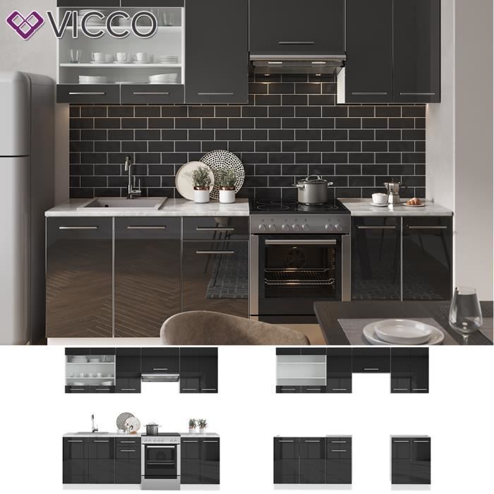 Cuisine VICCO Fame-Line, cuisine intégrée, cuisine en bloc, cuisine équipée 240 cm, ultra-brillante