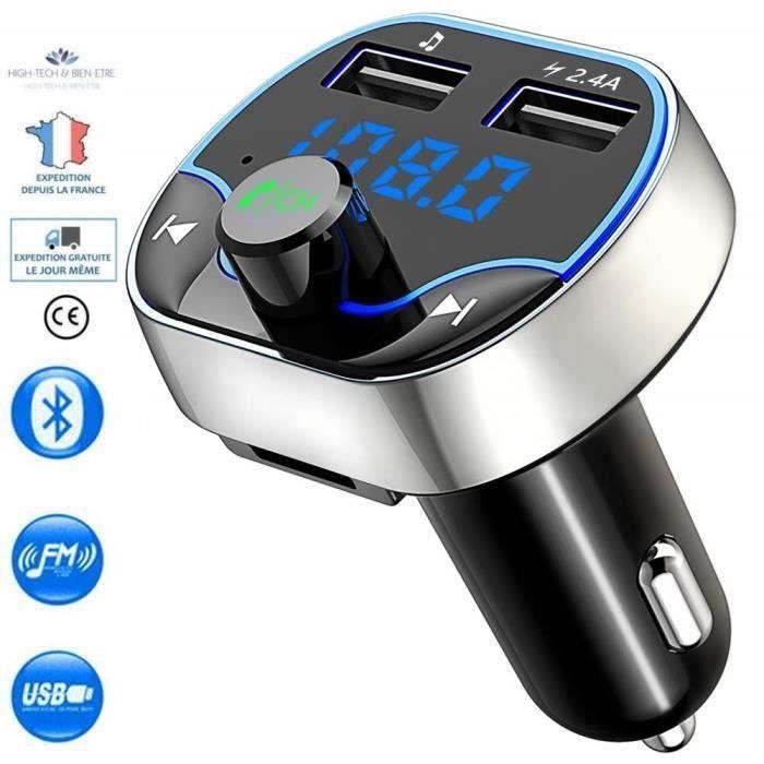 Émetteur FM charge rapide navigation vocale voiture téléphone mains libres Bluetooth lecteur MP3