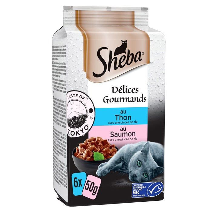 Meilleurs prix pour Sheba - 420651 - Taste of Tokyo - Nourriture humide pour chats -au Thon et au Saumon (MSC)- Sachets fraicheur 72 x 50g