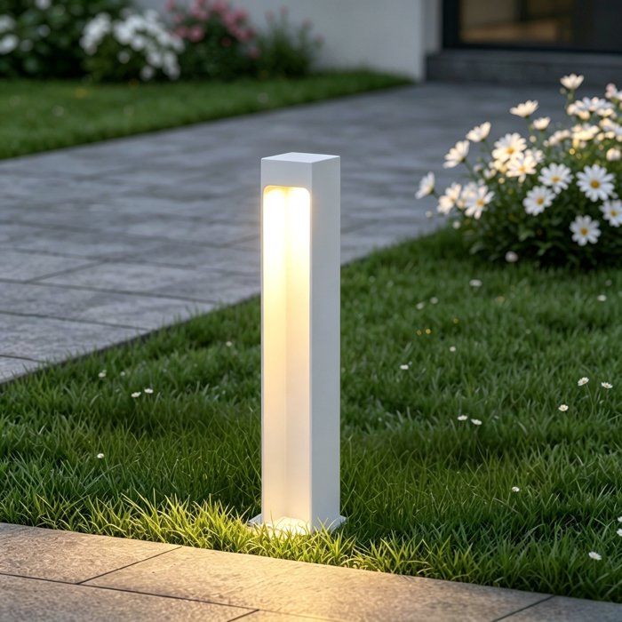 Mai & Mai Lampe sur Pied Extérieur Lapme Blanc Lumière Extérieure 60x60x400mm Eclairage Extérieur IP65 Desgin BaldersLights