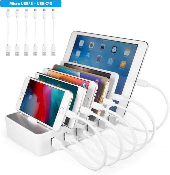 Station De Charge USB 8 Ports 60W - Charge Rapide Pour Téléphone, Tablette, Écouteurs - Bureau Et Voyage - 14