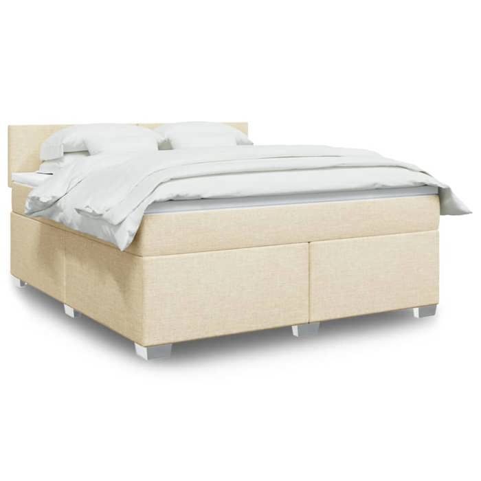 vidaXL Sommier à lattes de lit avec matelas Crème 180x200 cm Tissu lit lit à plate-forme lit à panneaux 3288265