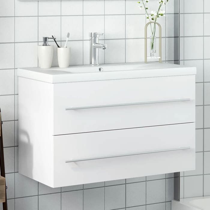 vidaXL Armoire Lavabo de Salle de Bain avec Bassin Intégré Meuble sous Évier Placard de Rangement Organisateur de 3278776
