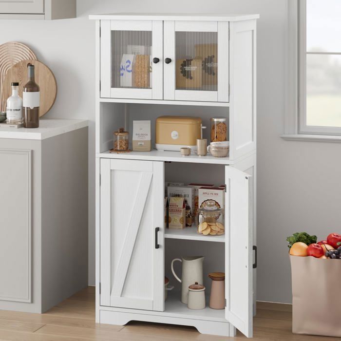 Armoire / COLOONE de salle de bain 60X 30 X128 cm rangement avec étagères réglables 4 compartiments armoire haute