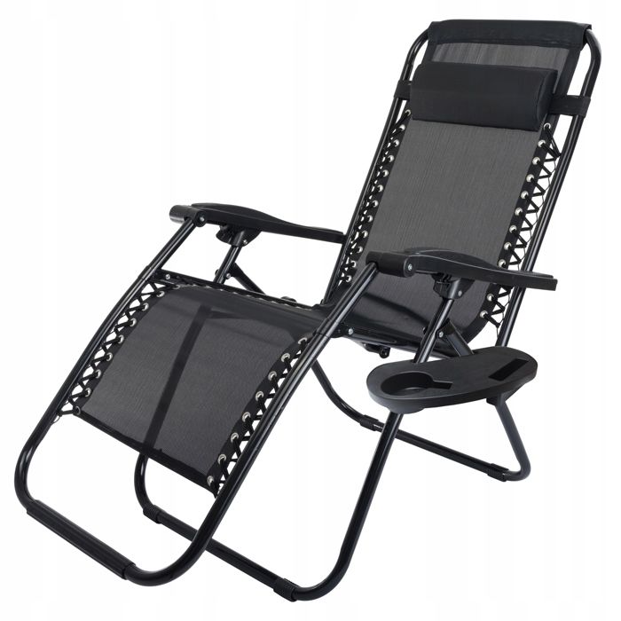 Chaise longue RENFORCÉE ZÉRO GRAVITÉ métal noir