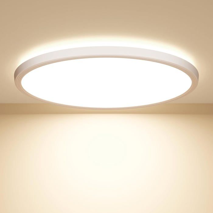 FLEUVE - Plafonnier - Plafonnier LED Rond 22Cm 18W 4000K 1600Lm Étanche pour Salle de Bain Salon Cuisine Couloir