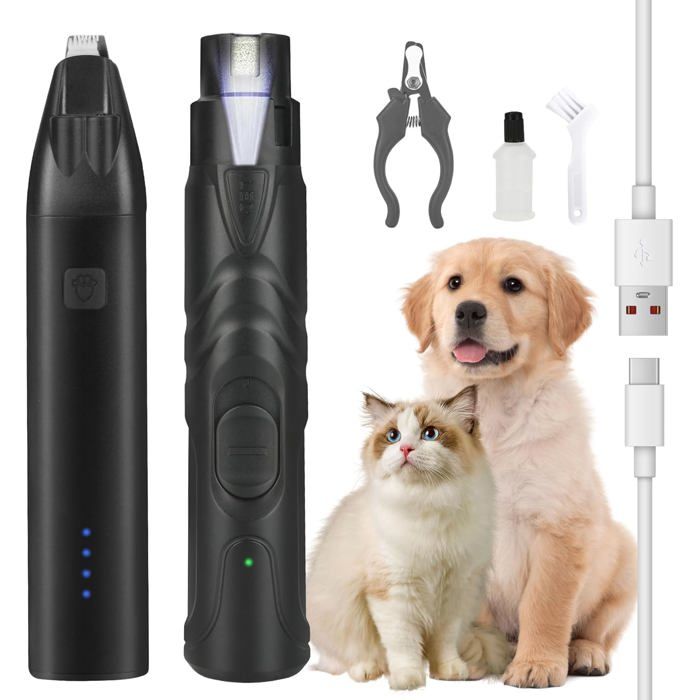 Tondeuse à pattes pour chien avec 3 lumières LED2 vitessessilencieusecoupe précisekit de soin des pattes pour chiens et chats