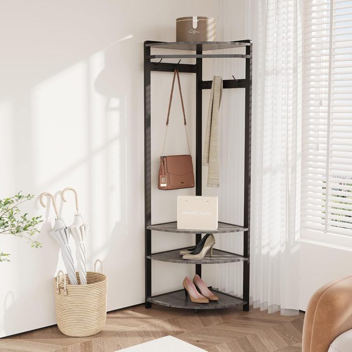 Porte Manteau pour Entrée vestiaire dangle avec 6 crochets doubles - Étagère de rangement 50P x 50l x 181H