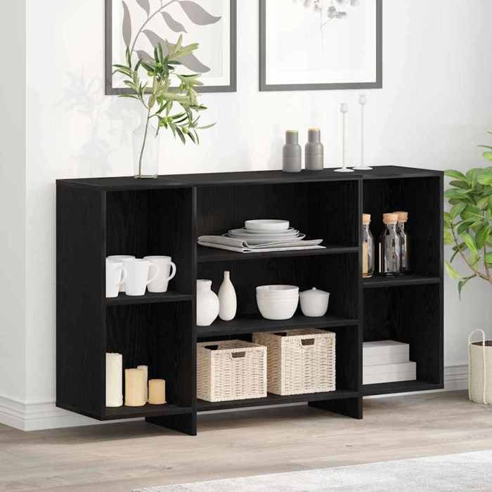 Noir Buffet de rangement - Vitrine bahut - armoire console Pour cuisine Chêne noir 120 x 30 x 75cm - Bois dingénierie 9893600