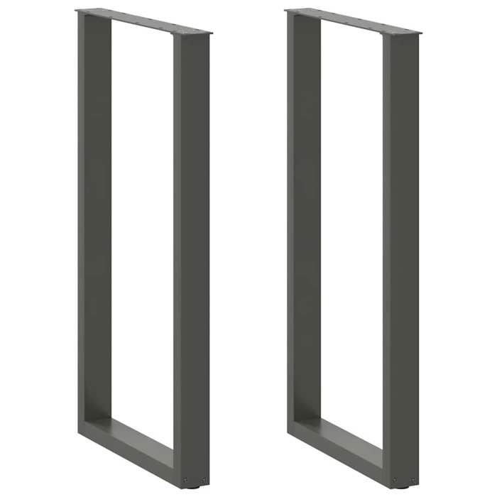 Pieds de table basse en U - VIDAXL - Anthracite - 60x(110-111) cm - Acier enduit de poudre - Niveleurs réglables