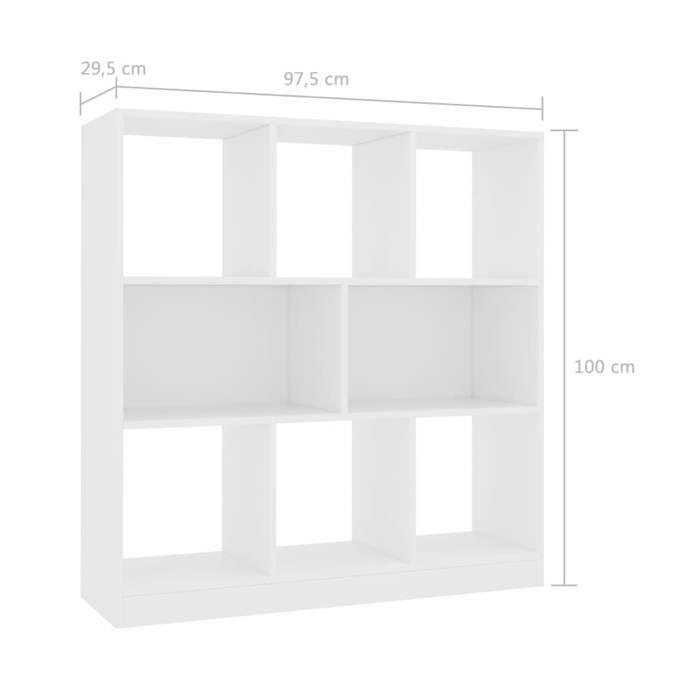 Cabinet de Livre SOLOMOON CHIC Bibliothèque Polyvalente - Pour enfant/adulte - Blanc 97 5x29 5x100 cm Bois dingénierie BB1509