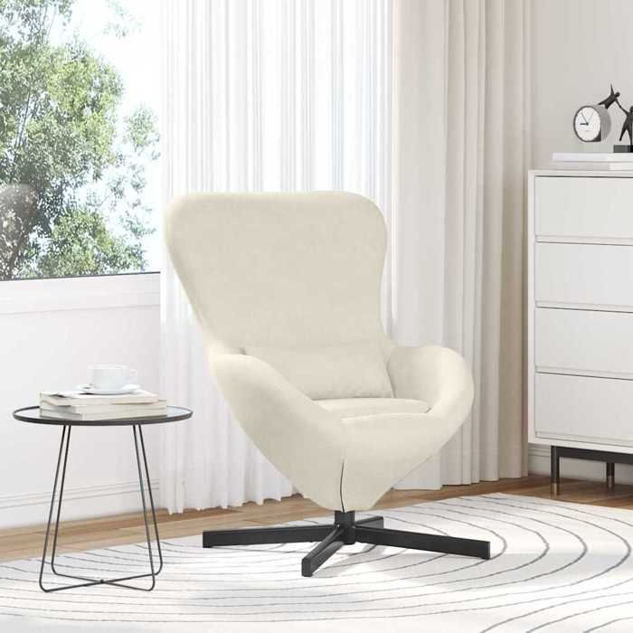 NEW 2026 Fauteuil œuf - Poids maximal: 110 kg - 1 personne - Crème 63x73x90 cm Velours L6333