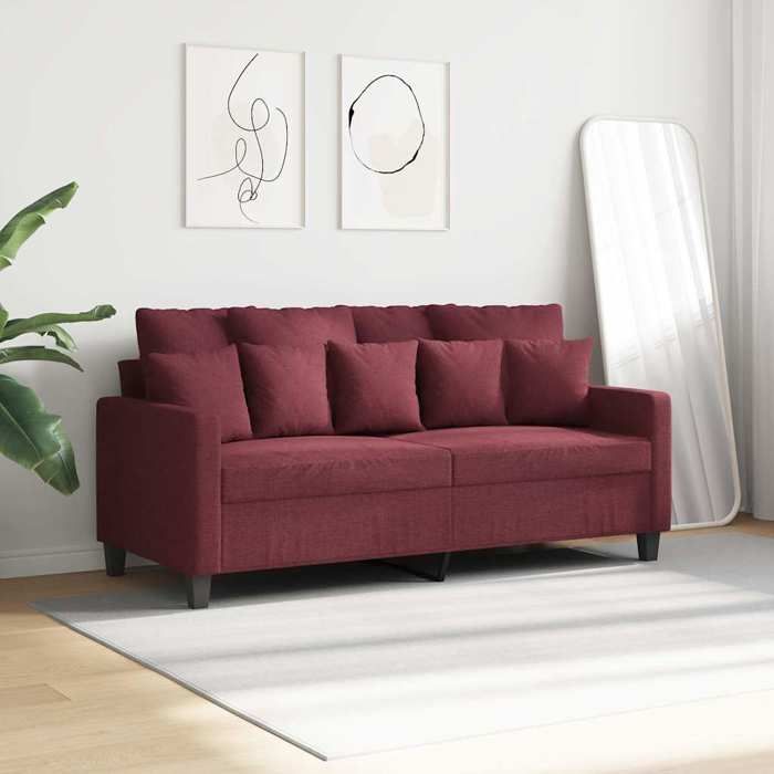 Promo printempsCanapé à 2 places - SARAZYJ - Meuble de salon - 2 PERSONNES - Rouge bordeaux 140 cm Tissu - S3790855