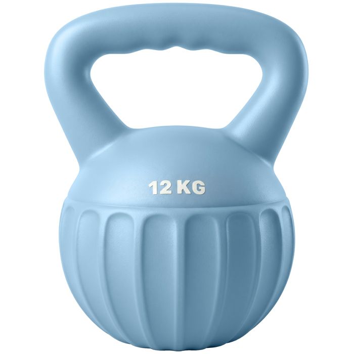 Kettlebell - SPORTNOW - 12 kg - poignée ergonomique antidérapante - renforcement musculaire domicile - PP - bleu