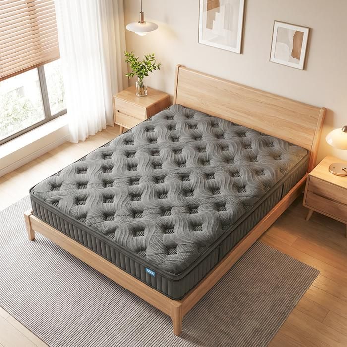 Matelas 120x200 cm UKing - Très épais 25 cm - Mémoire de Forme + Ressorts 7 Zones - Hypoallergénique & Réversible Noir