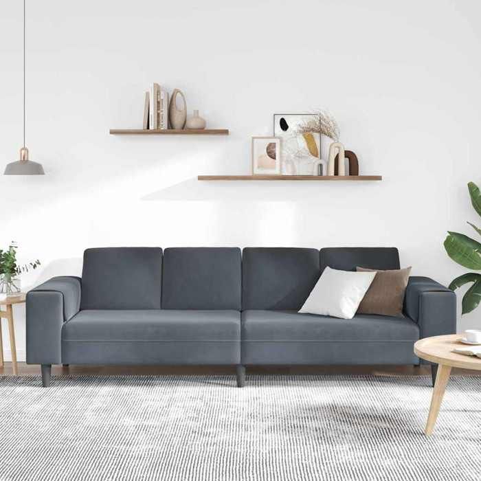 Canapé de salon ergonomique - RUIOG - Sofa-simple - pour salon - Gris foncé 250x77x76cm C87355157385425