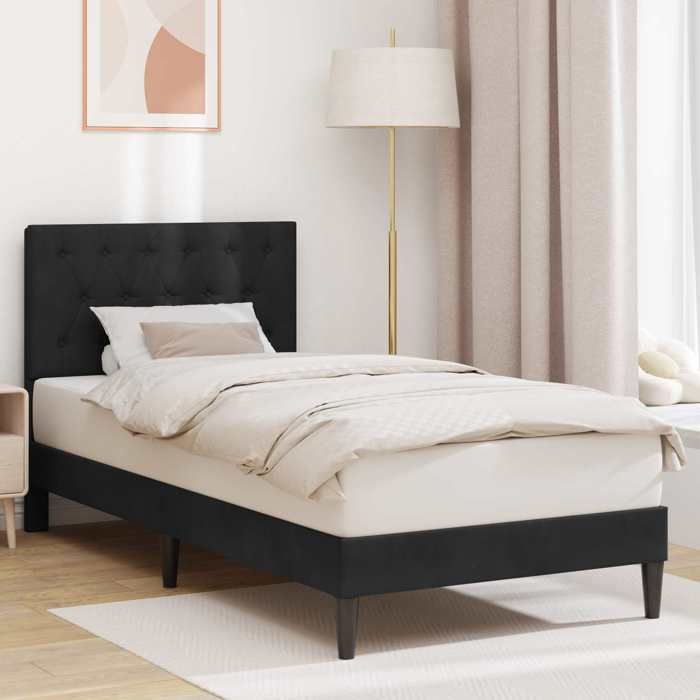 vidaXL Cadre de lit avec tête de lit Noir 90 x 190 cm Velours 42027635