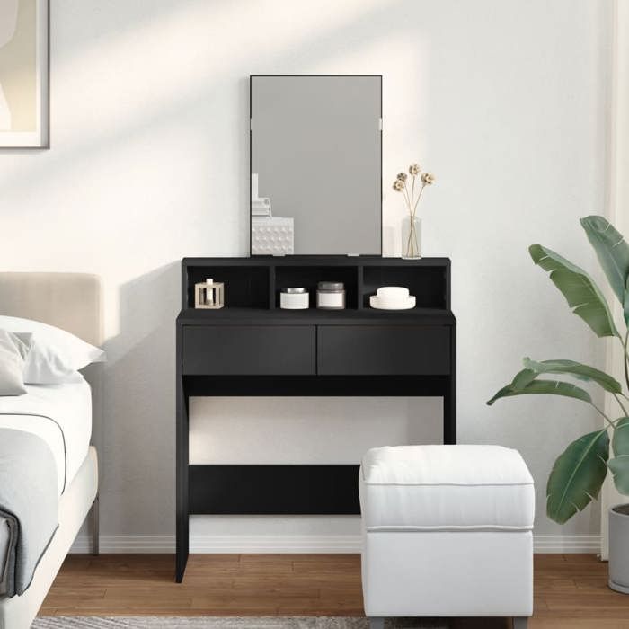 (15605)Moderne Coiffeuse avec miroir noir 80x41x144 5 cm poid:27.25 kg